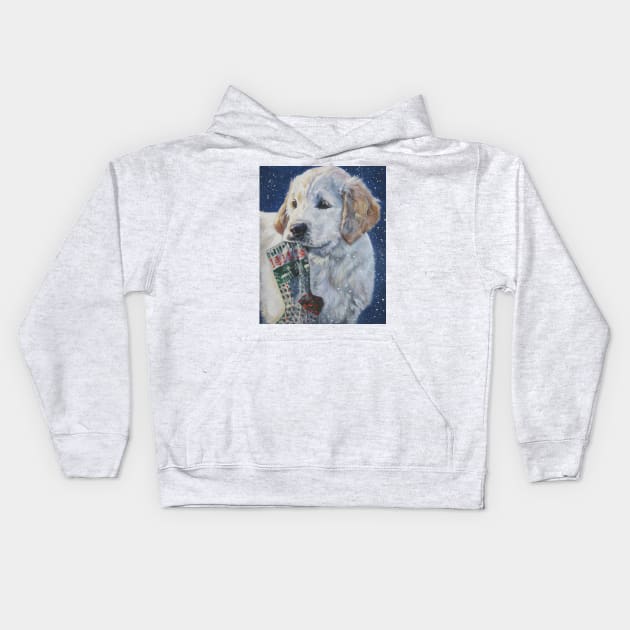 Golden Retriever Christmas Fine Art Painting Kids Hoodie by LASHEPARD